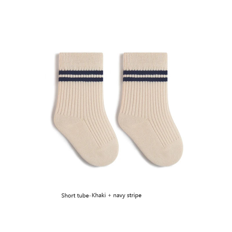 Spring Mid Tube Baby Socks Sport Soft Children Kids Socks Breathable Kids Boys Girl Socks Strip Mid Tube Socks