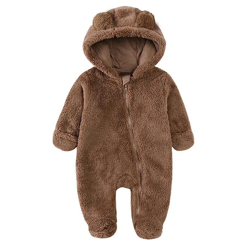 Ircomll Newborn Baby Rompers Spring Autumn Warm Fleece Cute Infant Costume Kids Playsuit Jumpsuits Baby Clothes 0-1Y Outwear