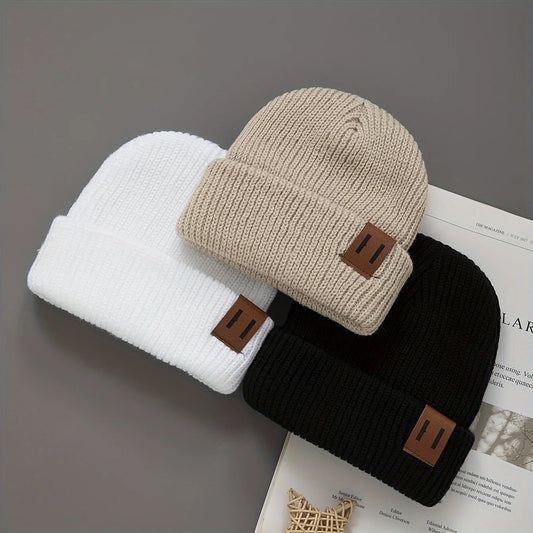 1/2/3pcs soft knitted newborn baby hat striped pattern elastic band suitable for stretching lightweight and warm winter baby hat