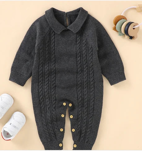 0-24M Newborn Baby Romper Shoes Gloves Set Knit Girl Boy Jumpsuit Boot Mitten Solid Toddler Infant Long Sleeve Knit Clothing