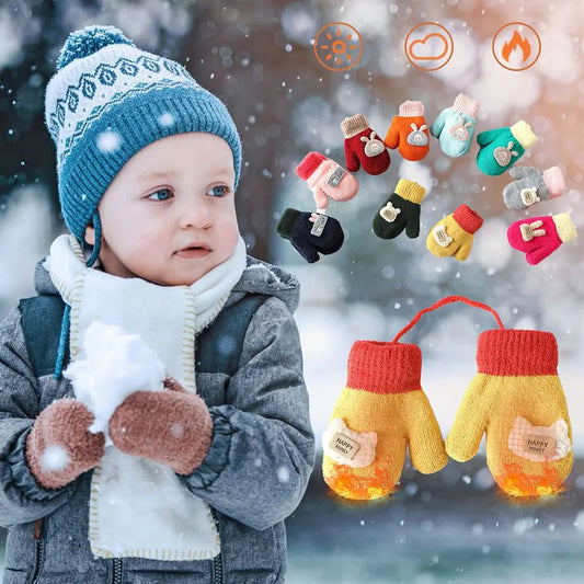 Full Finger Gloves Cute Toddler Children Baby Infant Thickened Knitted Gloves Cartoon Gloves Baby Mittens Warm Mittens