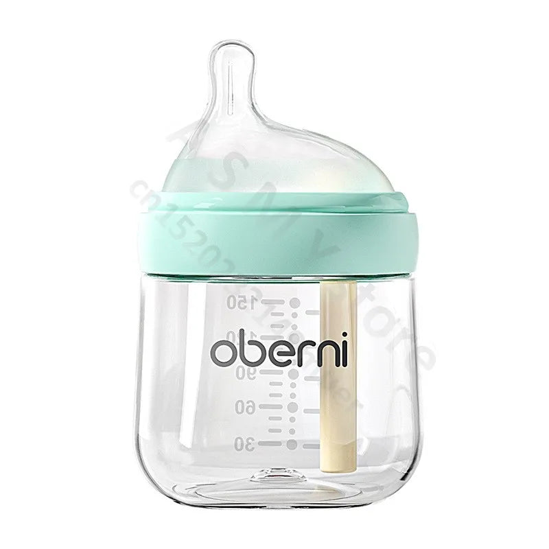 Anti-flatulence newborn glass bottle / wide mouth eccentric nipple anti-breastfeeding bottle / 150ML210ML glass bottle