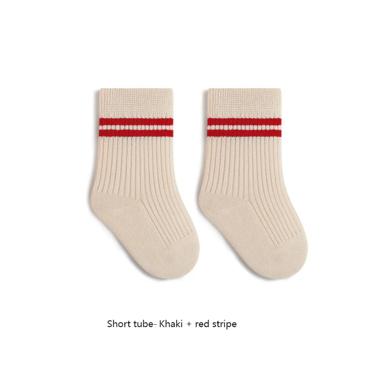 Spring Mid Tube Baby Socks Sport Soft Children Kids Socks Breathable Kids Boys Girl Socks Strip Mid Tube Socks