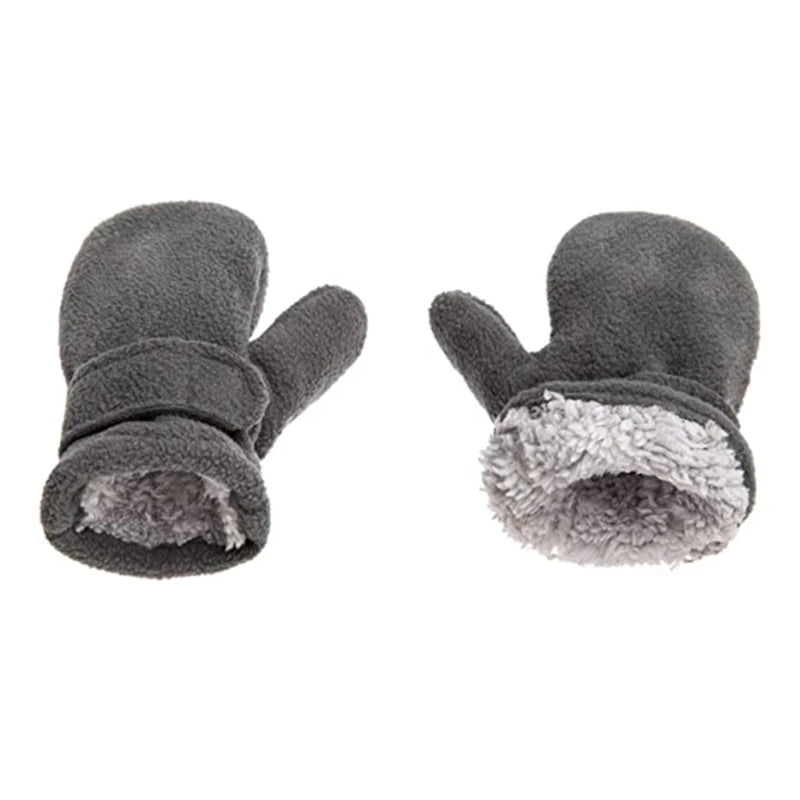 Toddler Infant Winter Mittens Lined with Fleece Easy-on Baby Boy Girls Warm Thick Children Windproof Gloves Outdoor Hand Warmers