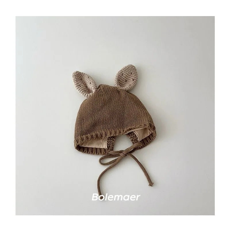 Cute Baby Bunny Hat With Ear 2025 Autumn Children's Knitted Hat Boys Girls Beanie Cap Warm Wool Pullover Hat