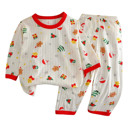 Casual Home Clothes For Child Spring Summer Thin Pajamas Suit Cartoon Tops+Pants 2 Piece Set Baby Boys Girls Cute Sleepwear