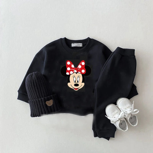 Minnie Long Sleeve Tracksuits For Girls Solid Color Tops+Sweatpants 2pcs/Set New Autumn Costume Toddler Fashion Casual Suits