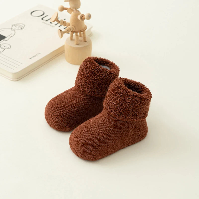 Solid Color Baby Socks Winter Thicken Warm Newborn Boy Girl Floor Socks Toddler Kids Non-slip Terry Socks