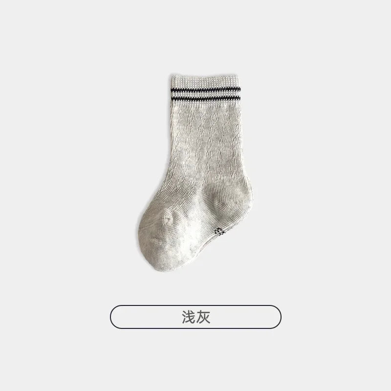 Korean Kids Cotton Mesh Socks Spring Summer Middle Tube Socks Newborn Infant Toddler Boys Girls Stripe Socks 0-7years Old
