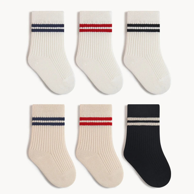 Spring Mid Tube Baby Socks Sport Soft Children Kids Socks Breathable Kids Boys Girl Socks Strip Mid Tube Socks