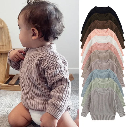 Baby Sweater Round Neck Boys Pullover Girls Spring and Autumn Winter Baby Base Knitted Sweater Children Base Sweater
