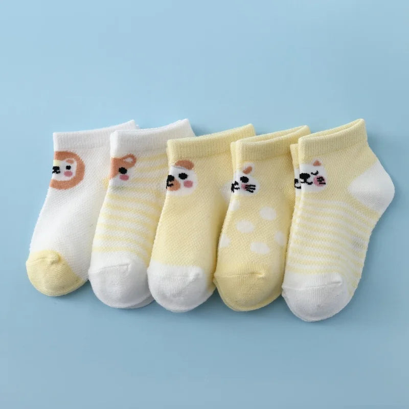 5Pairs/lot Infant Baby Socks For Girls Boys Summer Mesh Thin Baby Socks Cotton Casual Print Newborn Toddler Boy Sock 0-24Month