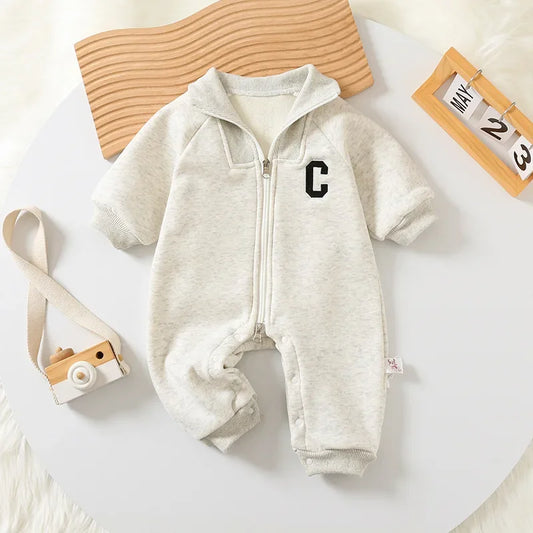 2024 Autumn Winter Baby Rompers Thick Lining Boys Jumpsuits Fur Lining Toddler Clothes Boys Outfit