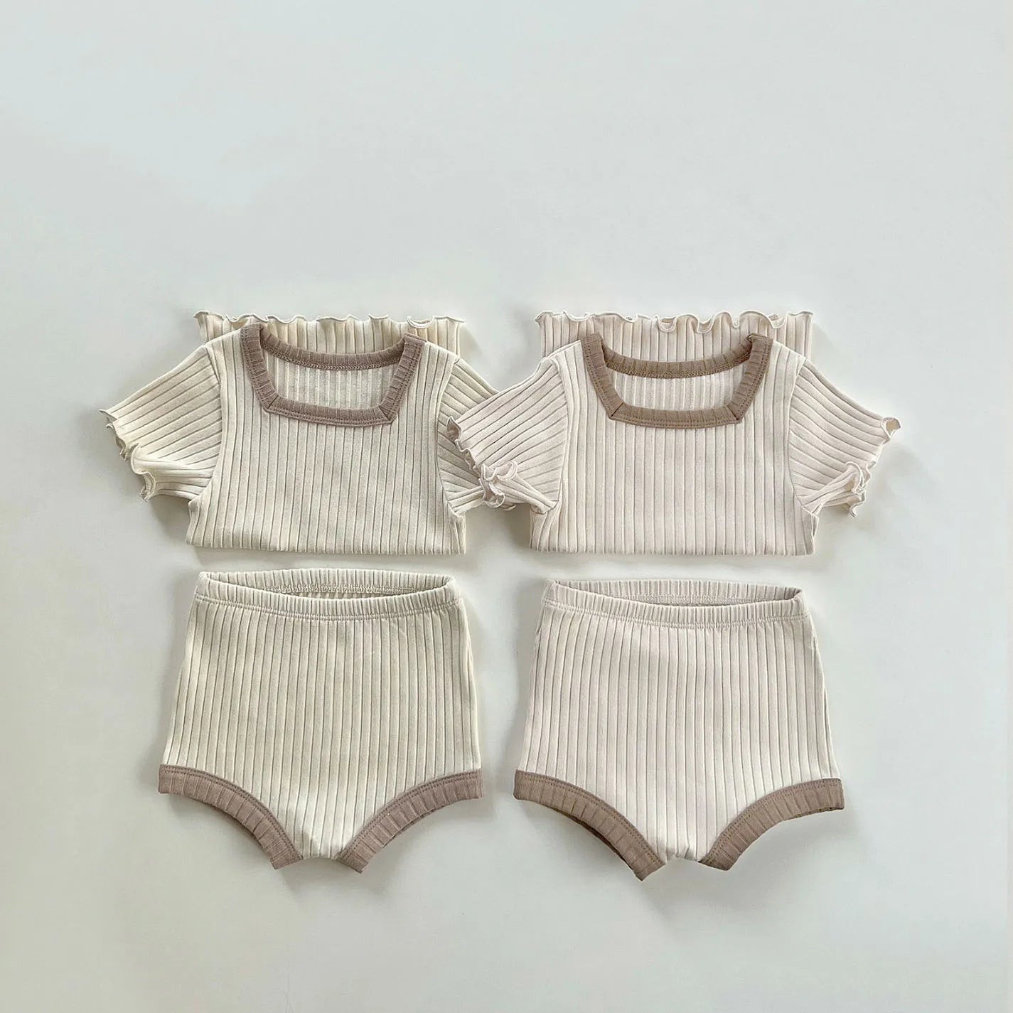 0-24M Newborn Kid Baby Boy Girl Clothes Set Summer Cotton Short Sleeve Top T Shirt Shorts Set Cute Stretch 2pcs Outfit Set