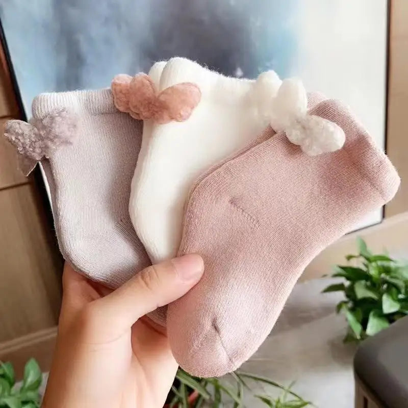 3Pairs/Lot Warm Winter Baby Socks Cute Soft Newborn Baby Girl Boy Thicken Terry Socks Cartoon Rabbit Bear Floor Sock