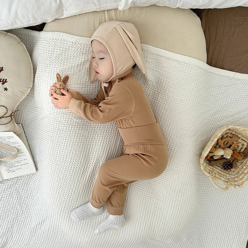 MILANCEL 2Pcs Baby Pajamas Long Johns Suit 0-3Y 2024 Autumn Infant Boys Cartoon Bear Home Clothes Underwear Set Girls Sleepwear