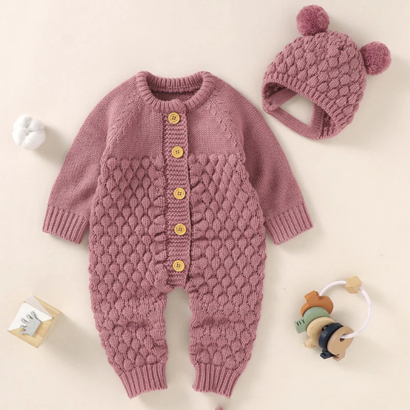 0-24M Newborn Baby Romper Shoes Gloves Set Knit Girl Boy Jumpsuit Boot Mitten Solid Toddler Infant Long Sleeve Knit Clothing