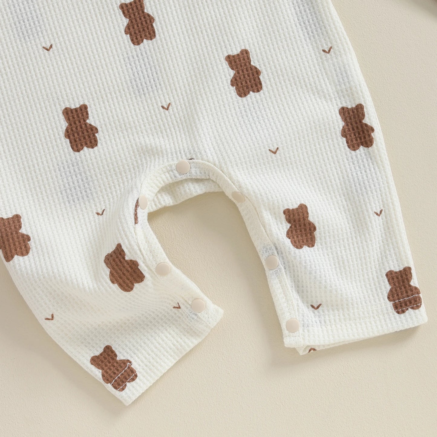Pudcoco Newborn Baby Girls Boys Rompers Infant Clothes Bear Print Crew Neck Long Sleeve Toddler Fall Jumpsuits with Hat 0-18M