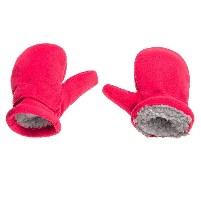 Toddler Infant Winter Mittens Lined with Fleece Easy-on Baby Boy Girls Warm Thick Children Windproof Gloves Outdoor Hand Warmers