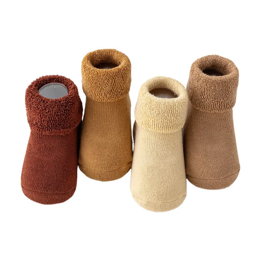 Solid Color Baby Socks Winter Thicken Warm Newborn Boy Girl Floor Socks Toddler Kids Non-slip Terry Socks