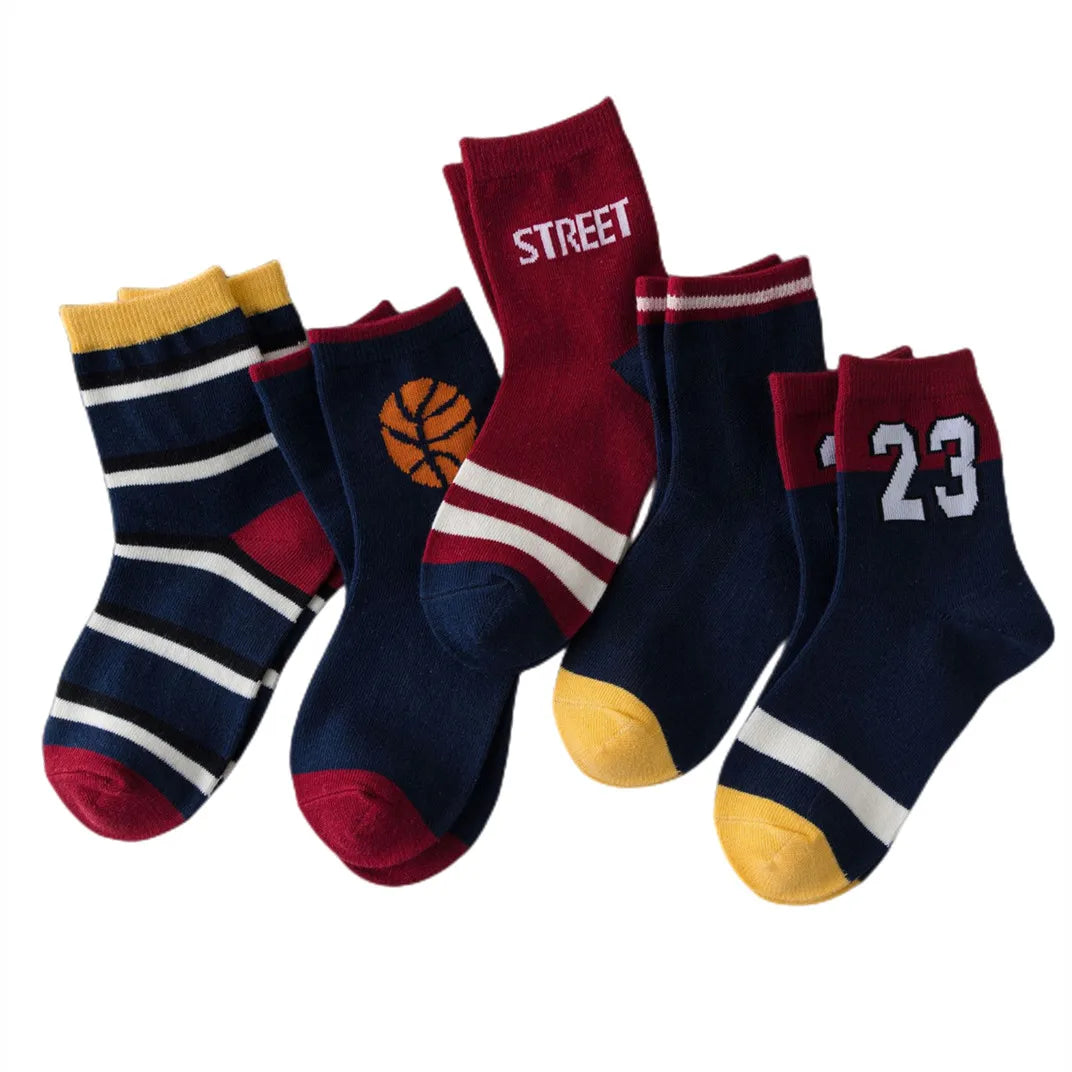 5Pairs Children's Socks Spring And Autumn Cotton Car Cartoon Boy's Socks Kids Sports Socks  Boys Girls Quality Breathable Socks