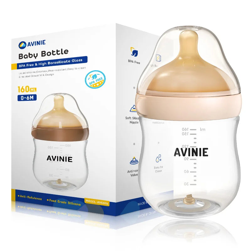 MAMIJOY  High boron silicon Glass milk bottle Wide caliber Newborn babies 0 to 6 months Glass milk bottle Anti-Colic BPA Free