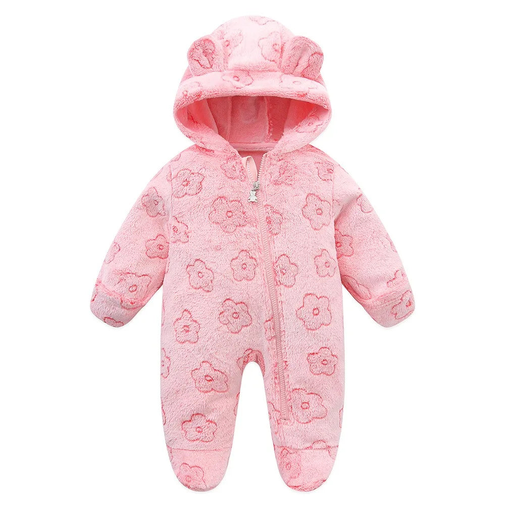 Ircomll Newborn Baby Rompers Spring Autumn Warm Fleece Cute Infant Costume Kids Playsuit Jumpsuits Baby Clothes 0-1Y Outwear