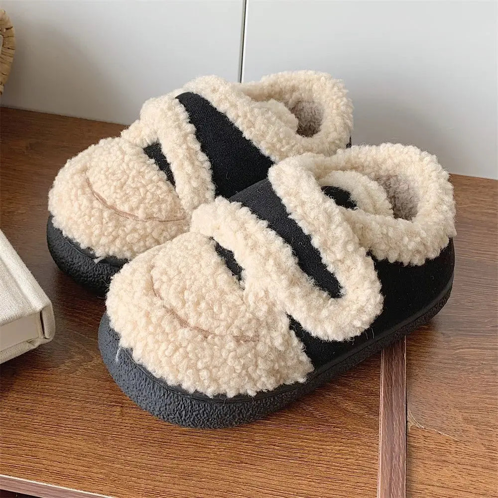 Winter Plush Children's Shoes Parent-child Boots Children's Lamb Wool Cotton Shoes Winter Warm Boys Girls Plush Bean Shoes