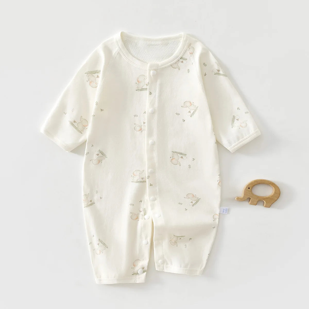 AYNIGIELL Summer Baby Mesh Jumpsuit, Pure Cotton Thin Design Baby Long Sleeved Air-conditioned Clothing Pajamas Newborn Clothing