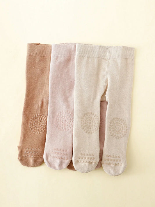 3 Pairs Toddler Anti-Slip Pantyhose, Soft Breathable Infant Crawling Socks for 0-48 Months Baby Girls and Boys Spring and Autumn