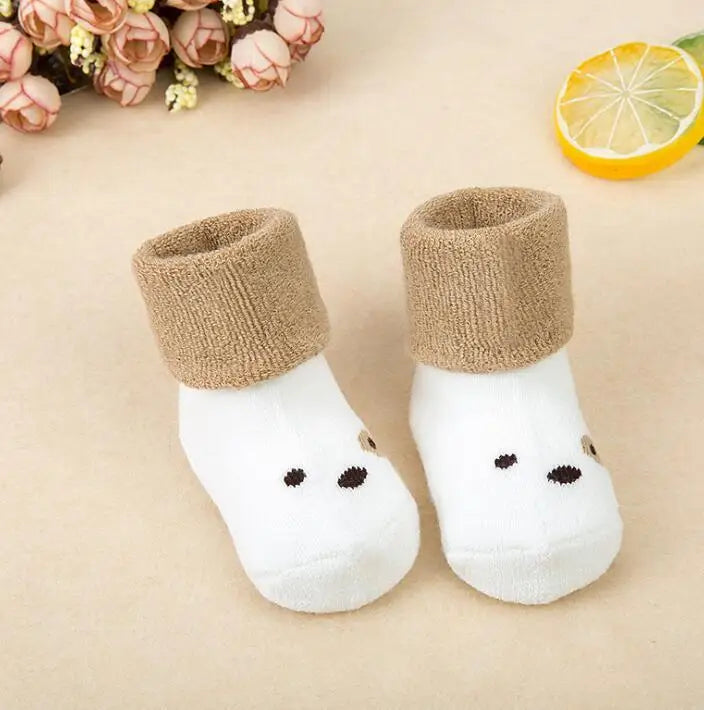 21 Color Baby Socks Boy Girl Winter Cute Bear Puppy Newborn Kids Children Infant Toddler Terry Warm Slipper Striped  Star Dot