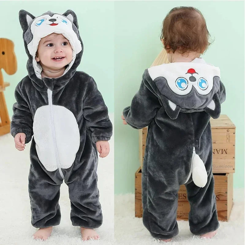 Newborn Kids Monkey Kigurumi Pajamas Winter Thick Baby Blanket Slppers Toddler Infant Clothes Hooded Animal Pyjamas Sleepwear