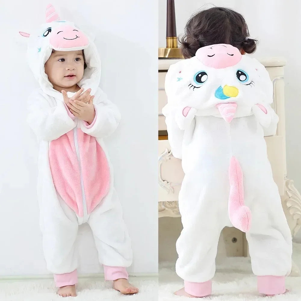 Newborn Kids Monkey Kigurumi Pajamas Winter Thick Baby Blanket Slppers Toddler Infant Clothes Hooded Animal Pyjamas Sleepwear