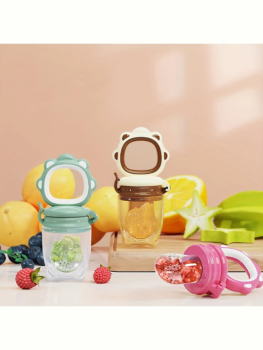 9pcs Feeding Cutlery: 1 Silicone Feeding Bottle with Spoon and Suction Cup for Rice Cereal, 2 Fruit and Feeders, 6 Nipples(SML)