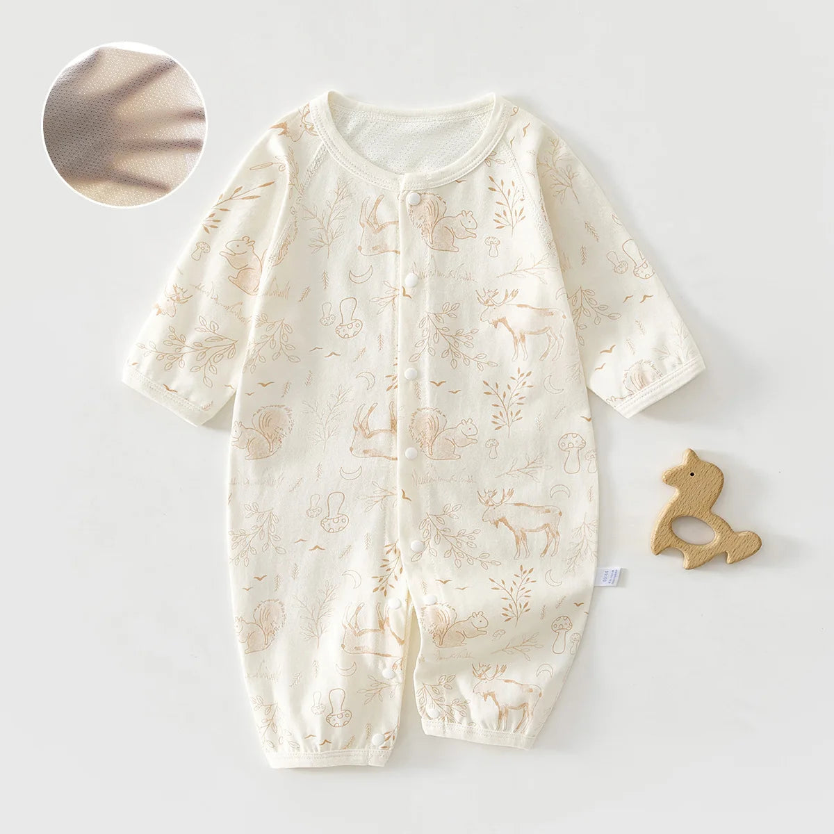 AYNIGIELL Summer Baby Mesh Jumpsuit, Pure Cotton Thin Design Baby Long Sleeved Air-conditioned Clothing Pajamas Newborn Clothing