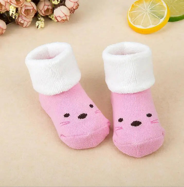 21 Color Baby Socks Boy Girl Winter Cute Bear Puppy Newborn Kids Children Infant Toddler Terry Warm Slipper Striped  Star Dot