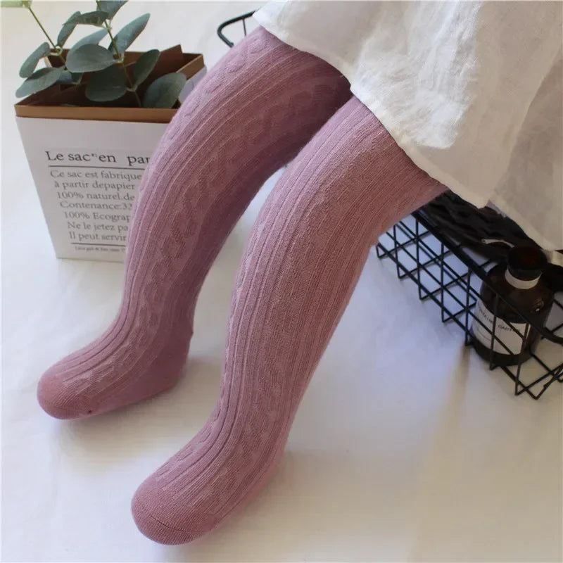 Spring Knitted Baby Pantyhose for Girls Children Twist Bottom Toddler Kid Girl Ribbed Stockings Baby Girl Socks Kids Leggings