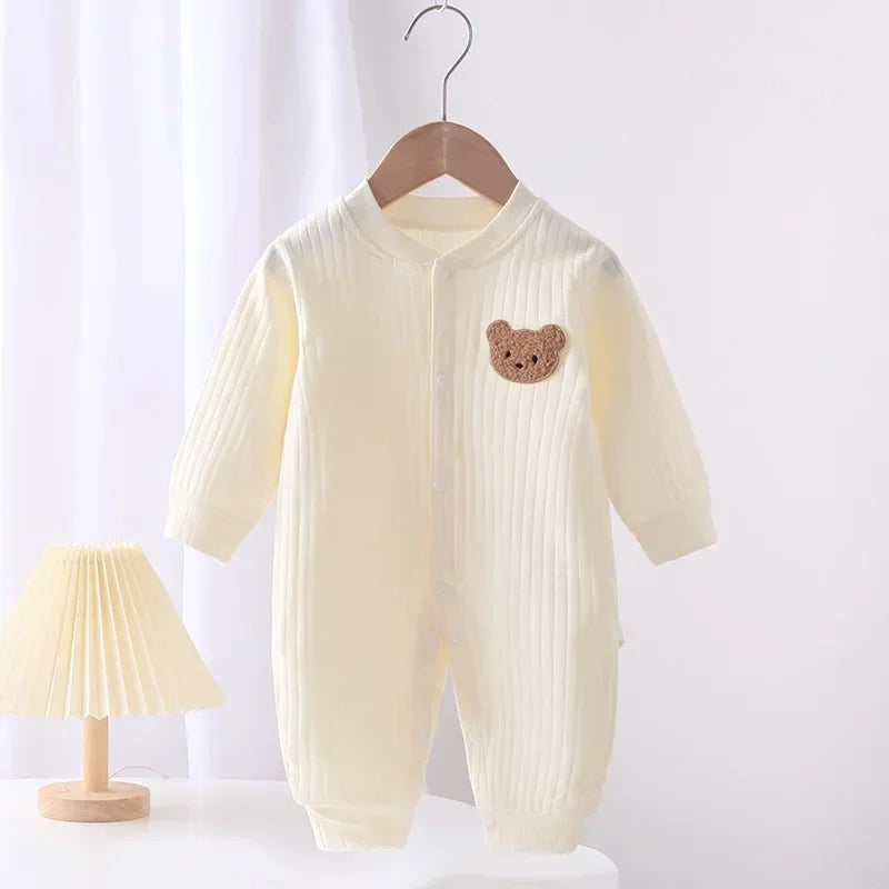 Autumn Baby Clothes Bodysuit&One Pieces Boys Girls Newborn Rompers Solid Color 100 Cotton 0-24M Long Sleeve Loungewear Outfit