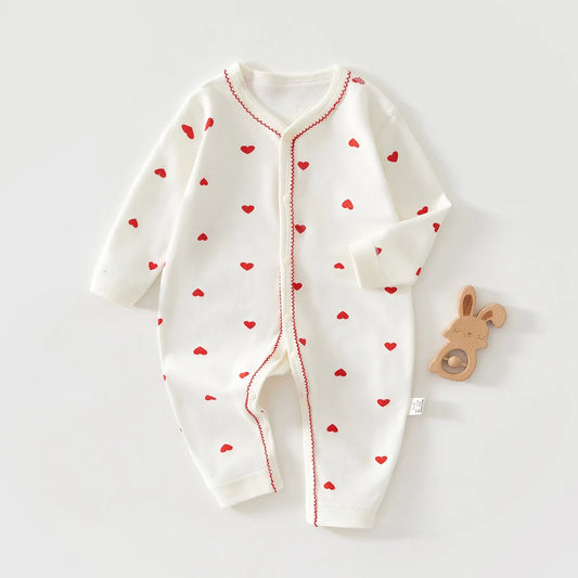 AYNIGIELL Newborn Baby Jumpsuit Spring and Autumn Pure Cotton Boneless Hoodie 0-18 Months Newborn Baby Suit Baby Girl Onesie