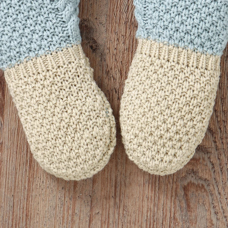 Baby Romper Knit Newborn Boy Girl Jumpsuit Long Sleeve Autumn Foot Wrap Infant Child Clothes Hat 2pcs Fashion 0-9M Overalls Warm
