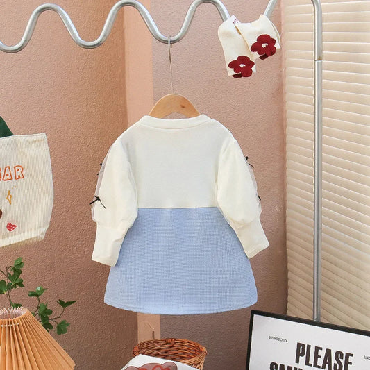 New Girls' Western-Style Princess Dress Korean Version Flower Dress For Baby Girls Long Sleeved Dress