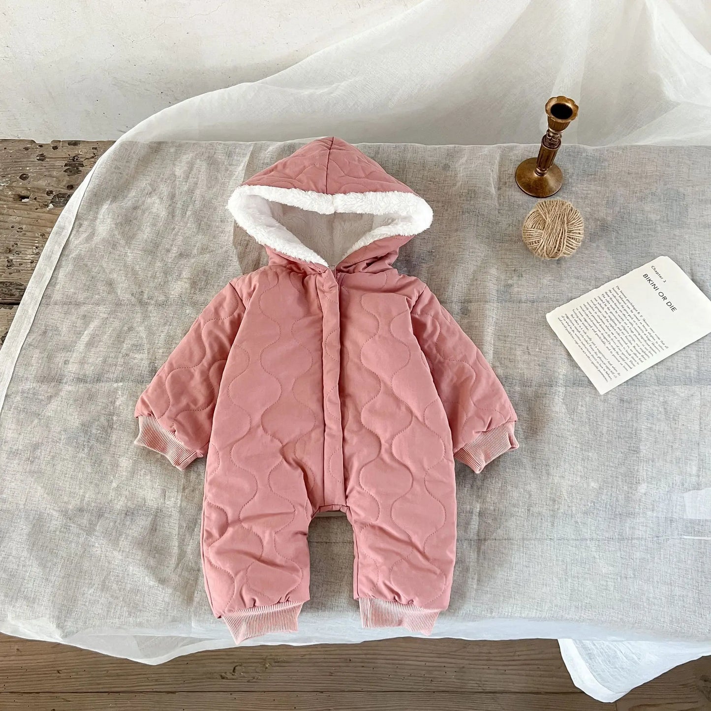 0-24M Baby Girls Boys Romper Warm Autumn Long Sleeve Thick Lining Jumpsuits Winter Clothing Outfits