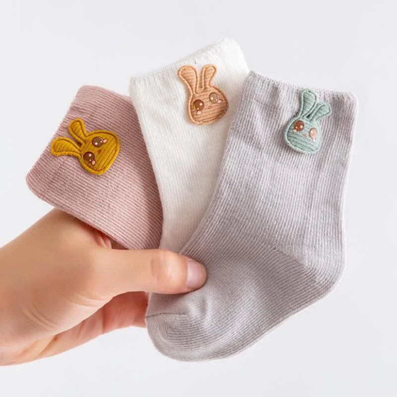 3 Pairs Baby Socks Newborn Baby Boy Girls 0-3 Years Kids Soft Cotton Cartoon Animal Children's Socks for Girls