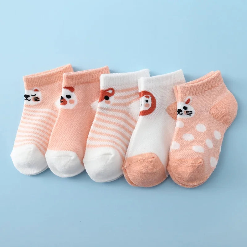 5Pairs/lot Infant Baby Socks For Girls Boys Summer Mesh Thin Baby Socks Cotton Casual Print Newborn Toddler Boy Sock 0-24Month