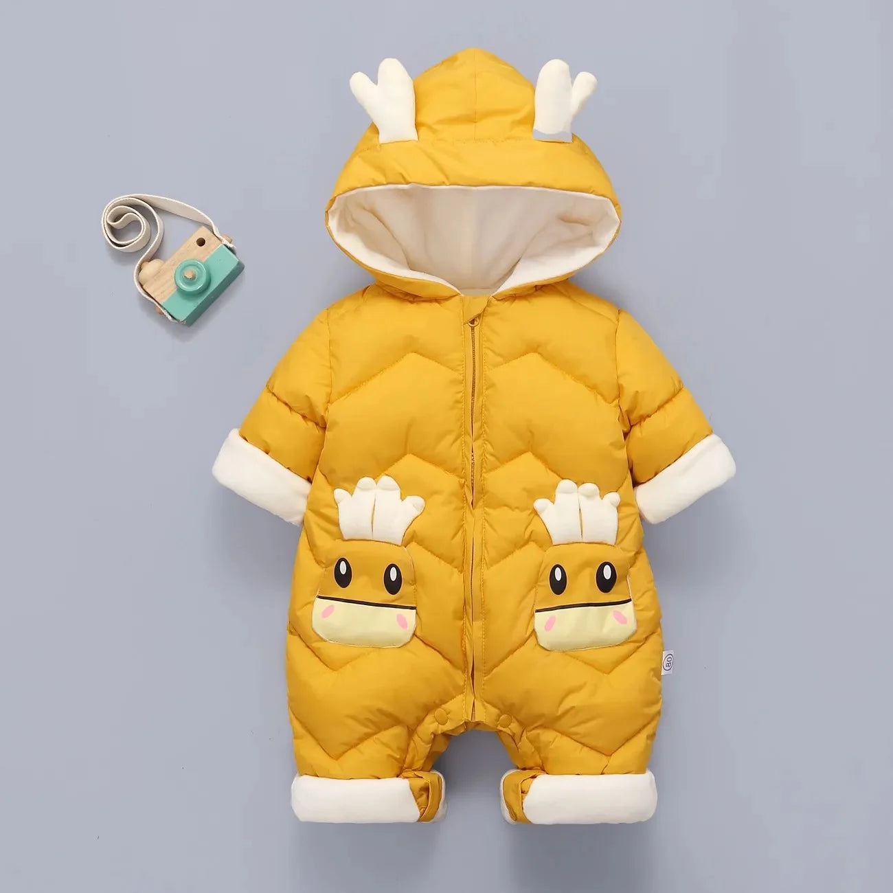 OLEKID 2025 Baby Winter Snowsuit Plus Velvet Thick Baby Boys Jumpsuit 0-2 Years Newborn Romper Baby Girls Overalls Toddler Coat