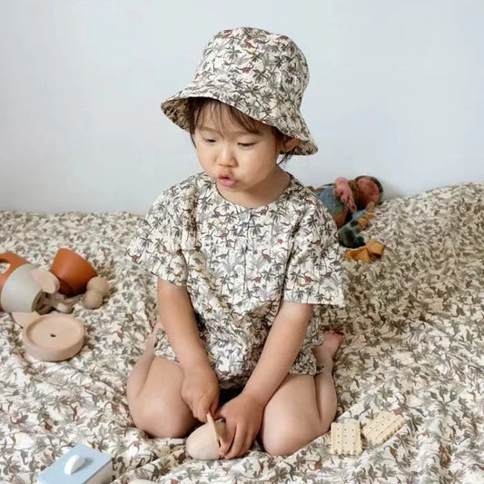 Summer Ks Children Clothes Suit Unisex Solid Stripe Top T Shirt Shorts Baby Cute Casual Romper Boys Girls Dinosaur Blouse Pants