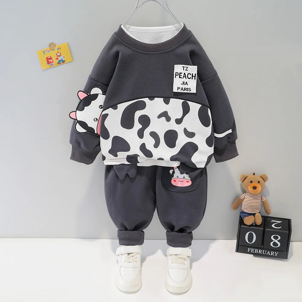 Baby clothes 2026 new spring and autumn children's long sleeved set, male and female children's teddy bear two-piececasualsports