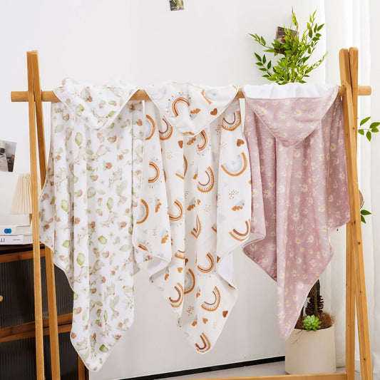 80c×80CM Thick Baby Coral Fleece Blanket Absorbent Bath Towel Warm Newborn Swaddle Wrap Quilt Bedding Stroller Cover