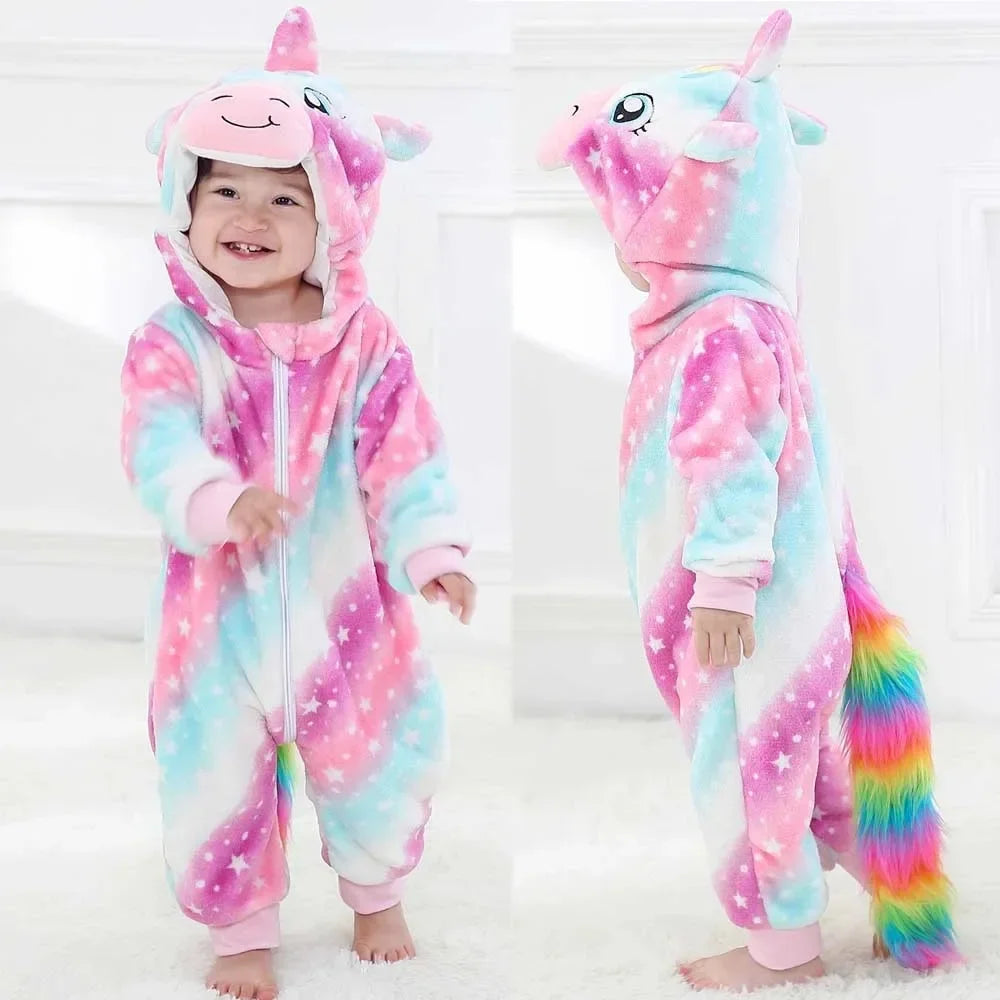 Newborn Kids Monkey Kigurumi Pajamas Winter Thick Baby Blanket Slppers Toddler Infant Clothes Hooded Animal Pyjamas Sleepwear