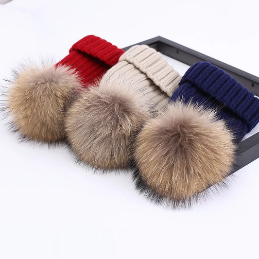 Head Cap Hugger Toque Stocking Watch Autumn Winter Hat Baby Children Thickened Warm Knitted pom-pom parent-child 8M120